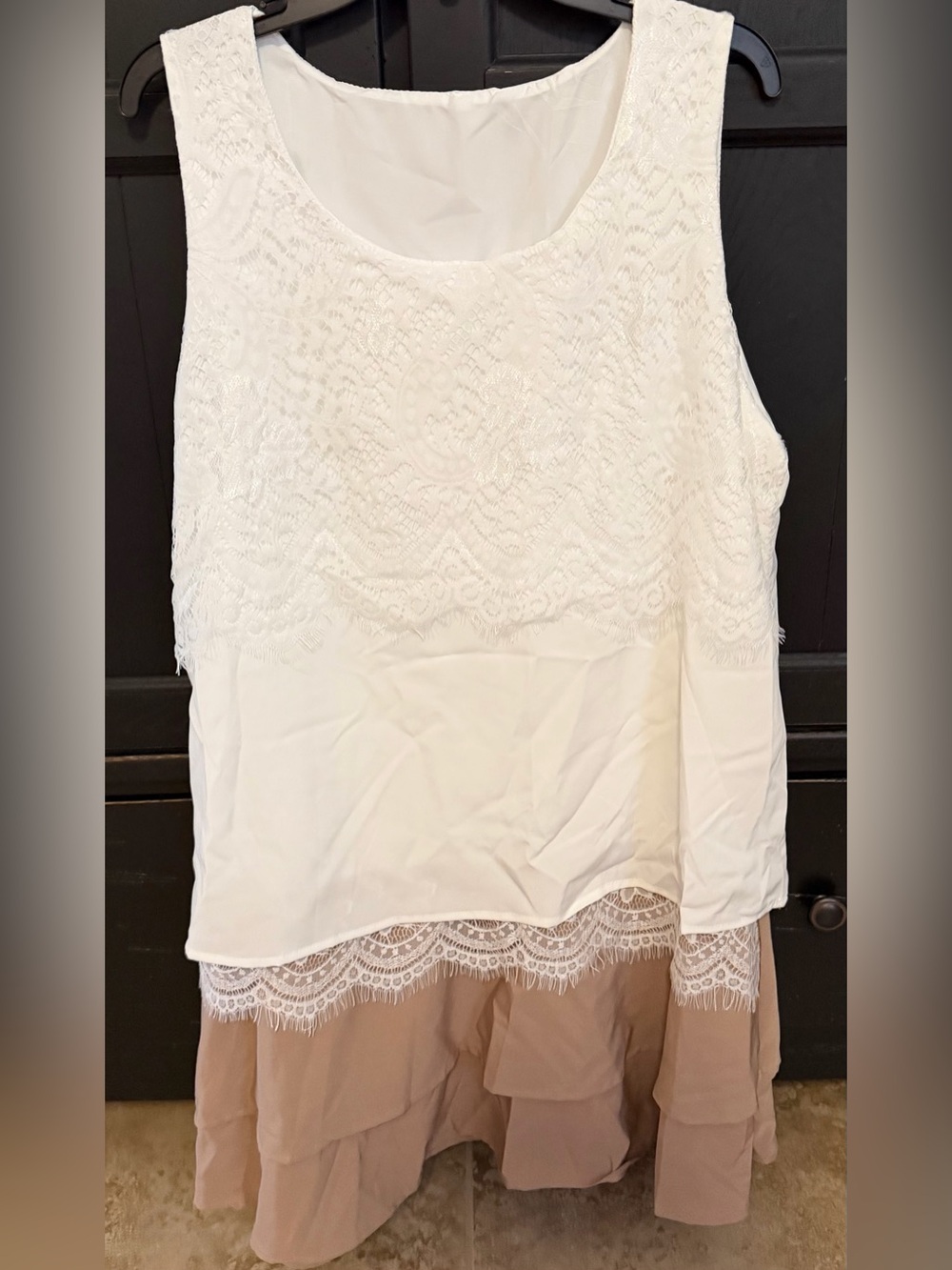Women’s Sleeveless Lace-Trim Layered - White/Cream dress